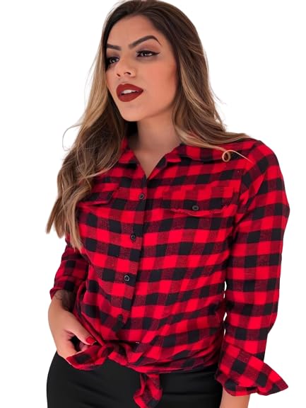 Blusa Camisa Feminina Xadrez Flanelado R054