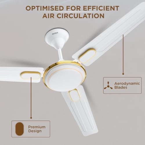 Image of Intex Aero Fighter Pro 1200MM Ceiling Fan | 380 RPM High Speed | 215 m /min Air Delivery | 14 Pole Motor | Double Ball Bearing | Inverter Compatible | Low Noise | Energy Efficient | White