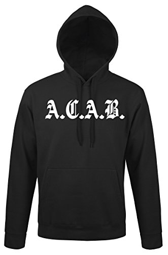 TRVPPY Herren Hoodie Kapuzenpullover Modell A.C.A.B ACAB - Schwarz XXL