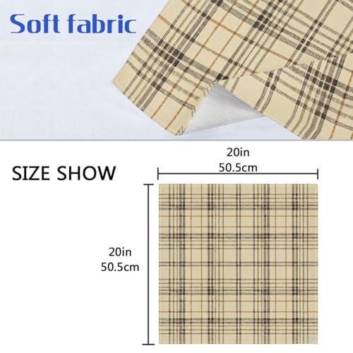 Servilletas de Tela Cuadradas Beige Plaid 20 x 20 pulg Set x4 miniatura 6