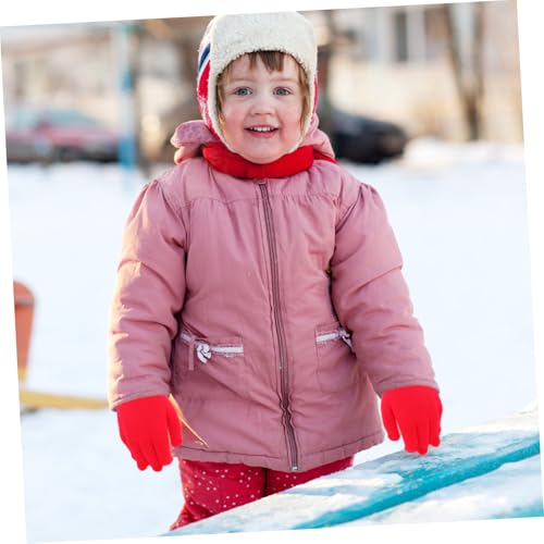 Knitted Gloves Warm Full Finger Winter Mittens for Aged Solid Red Color for and Cold Weather Activities4