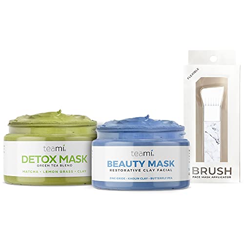 Teami Detox Face Mask + Beauty Facial Mask - Facial Skin Care Products: Green Tea Mask Deep Cleansing Pore Minimizer & Blackhead Remover - Moisturizing Clay Mask - Butterfly Pea Mask - Night Mask