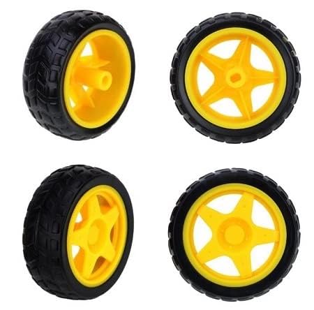 SP Electron 65mm X 35mm Yellow Gear Motor Wheels Tyre for Robot Smart Car BO Motor - 6 Pcs Set