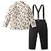YONGHS 3 Piece Kids & Toddler Suit Boys Formal Tuxedo Outfits Bow Tie Dress Shirt with Suspender Pants White 12-18 Months