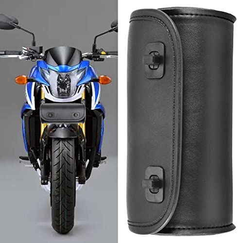 Wisboey Motorrad Tasche PU Leder Lenker Werkzeug Tasche Weichei Bar Roll Aufbewahrung Tasche Sattel Tasche mit 2 Riemen, Universal