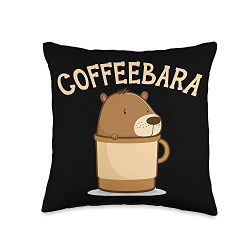 Capybara Lover Rodent Animal SteMi Apparel Coffeebara Capybara Lover Wildlife Rodent Animal Coffee Throw Pillow, 16x16, Multicolor