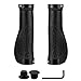 SAPLIZE Bike Handlebar Grips, Ergonomic Design, PR02 (Black, Black Rings)
