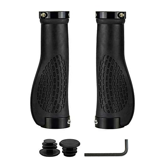 SAPLIZE PR02 Bike Grips: Ergonomic, Black with Black Rings