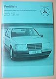  Prospekt Mercedes-Benz Preisliste Personenwagen und Sonderausstattungen - von 1985 - 35 Seiten - Baureihe 201 / Limousine 124 / Kombi + Coupé 123 / S-Klasse 126 / Roadster 107 - deutsche Ausgabe