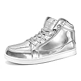 IGxx Sequins Shoes for Men Women Fashion Sparkle Silver Shoes Bling Shiny High Top Sneakers Punk