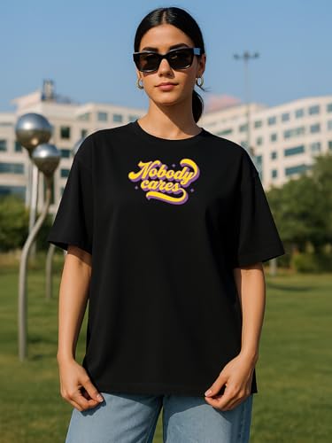 Image of Women's Printed Oversized T-Shirt with Half Sleeves and Round Neck, Soft Spun Fabric for Casual Wear (Size - S-2XL)