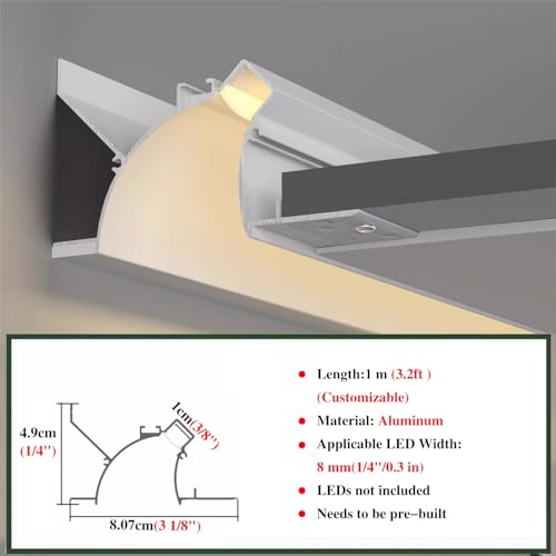 Bandeau LED blanc 1m chic avec diffuseur de plafond café - 3