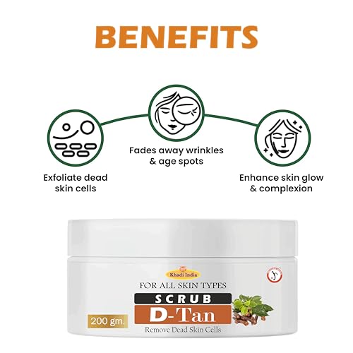 Image of Khadi 100% Pure & Herbal D-Tan Scrub - Skin Brightening & Tan Removal Face & Body Exfoliator - 400g