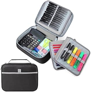 Pencil Case, Chase Chic Large Pen Pouch Bag with Compartments and Handle, Big Capacity School Supplies Stationery Storage Organizer for School Student Office Work (Black)