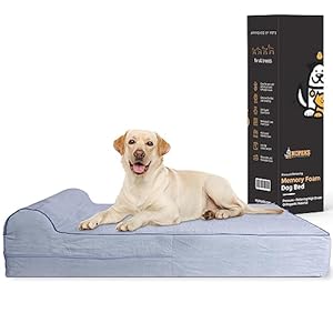 Jumbo Orthopedic Dog Bed – 7-inch Thick Memory Foam Pet Bed with Pillow With Removable Cover & Free Waterproof Liner – For Large Breed Dogs