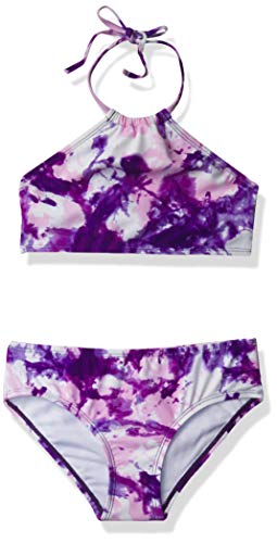 Kanu Surf Girls' Mahina UPF 50+ Beach Sport Halter Bikini 2-Piece Swimsuit, Seafoam Purple, 7