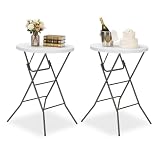 GlowitLian 32' Round Folding Table, Portable Bar Height Folding Table with Detachable Legs, Round Foldable Table with HDPE Top for Standing Parties, Balcony, Event, Indoor Outdoor Use (White, 2 Pack)
