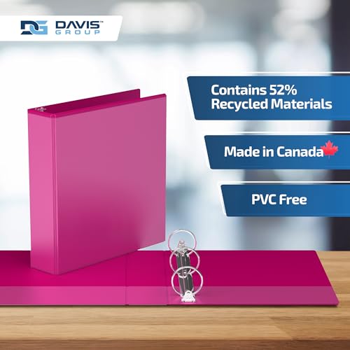 Image of Easyview 3-Ring Binder, Clear-View Cover, 2 inch Round Rings, Pink, 6 Pack