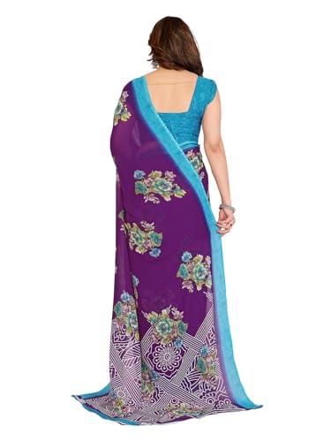 Image of KASHVI SAREES Women's Printed Georgette Saree With Unstitched Blouse Piece (Pack Of 2) -P2 1813 7 1108 3