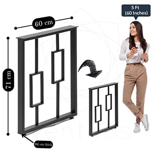 Image of Set of 2 Metal Table Legs Modern Industrial O-Shape Steel Legs for Dining Table Desk & Kitchen Furniture Heavy-Duty Powder-Coated Frame for DIY Custom Tables and Home Renovation Projects