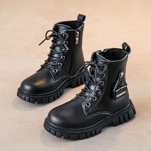 Girls White Lace Up Ankle Boots Girls Halloween Cosplay Boots Zipper Combat Booties Lug Sole (Little Kids/Big Kids)2