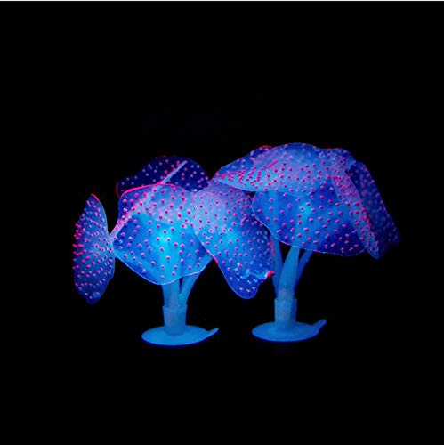 Yuxier Aquarium Decorations Coral Reef Glowing Mushroom Coral Plant Ornaments Glowing Effect Silicone For Fish Tank Decor(4 Pieces) #TOP3