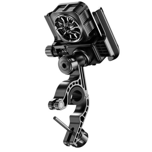 Image of TrendMax TM06 Bike Phone Holder with Cooling Fan, 360 Rotating Motorcycle Mobile Mount, Strong Grip Handlebar Clamp, Adjustable Smartphone Holder for Bicycle, Cycle, Scooter & Scooty