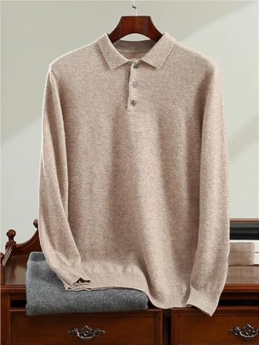 Men's Cashmere Polo Long Sleeve Pullover Sweater Fall Winter Casual Comfortable Warm Versatile Office Wear Knitwear Top2