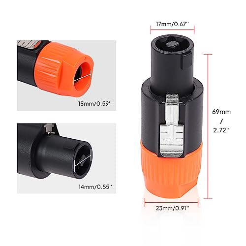 Image of HBU 4 Sets 4 Pole Speakon Connector Kit - 4pcs NL4FC Speakon Connectors & 4-pcs 4 Pin Panel Mount Chassis Socket - Twist Lock for NL4FX, NL4FRX, NL4MPR Adapter Plugs