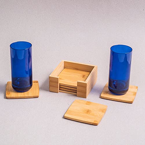 Oikos - Jogo de Porta Copos Quadrado de Bambu 6 Peças