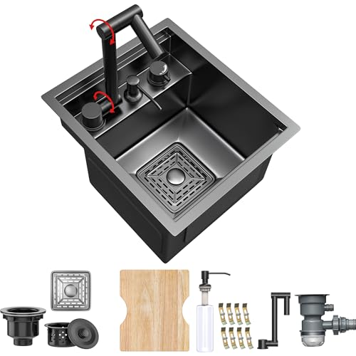 YITAHOME RV Kitchen Black Sink 13 x 15 x 9 Inch, Undermount