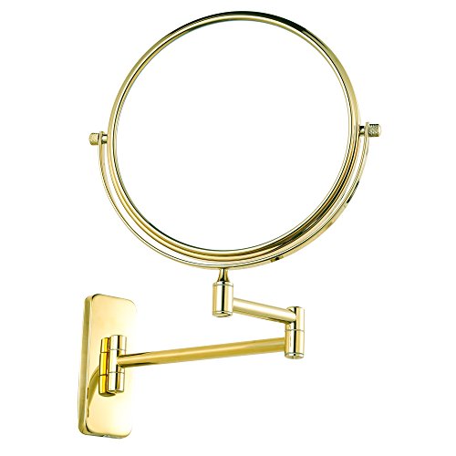 GuRun 8-Inch Two-Sided Swivel Wall Mount Makeup Mirror with 10x Magnification,Gold Finish M1406J(8in,10x)