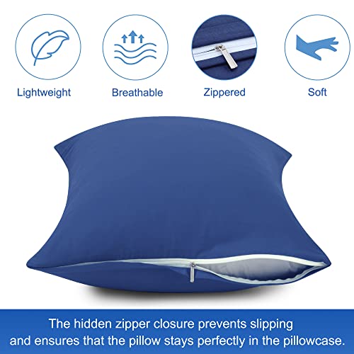 Uxcell Pillowcases Weave From 100% Egyptian Cotton, Breathable Soft Pillow Cases With Zipper Closure, 2 Pcs Navy Blue Pillow Covers Queen Size - 20"X30" #TOP9