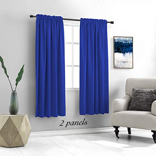 Image of DONREN 2 Panels Royal Blue Blackout Curtain Panels for Bedroom - Thermal Insulated Solid Rod Pocket Curtains (42 x 72 Inches)