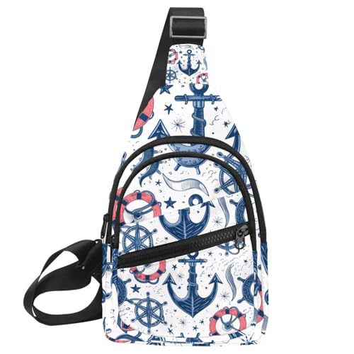 Mochila cruzada de deporte Nautical Anchor bandolera multicolor ajustable unise