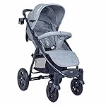 Daliya® Variyo Buggy Kinderwagen Jogger XXl Sonnenverdeck Lederbezug Kautschuk Hartgummi Räder (Set 00, Grau)