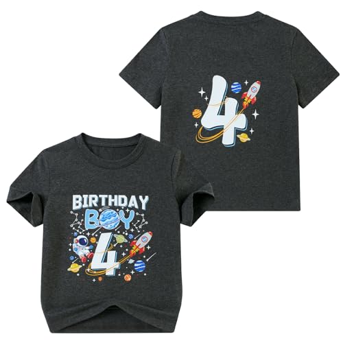 UNICOMIDEA Birthday Shirts Boy Cotton Front Cartoon Back Number Printed T-Shirt for 2-5 Years2