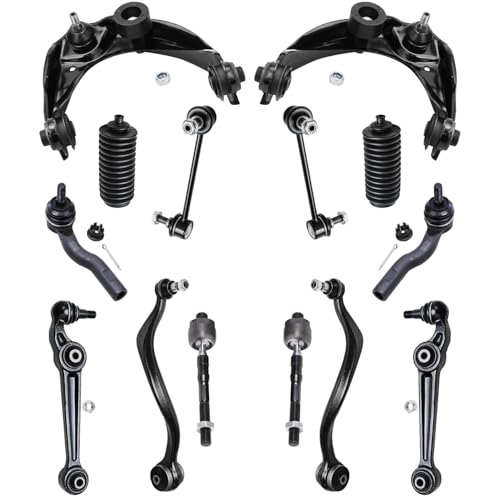 Image of Detroit Axle - Front End Kit for 2003 2004 2005 2006 2007 2008 Mazda 6, 2 Struts w /Coil Spring 6 Upper Lower Control Arms w /Ball Joint 2 Sway Bars 4 Outer Inner Tie Rods 2 Boots Replacement