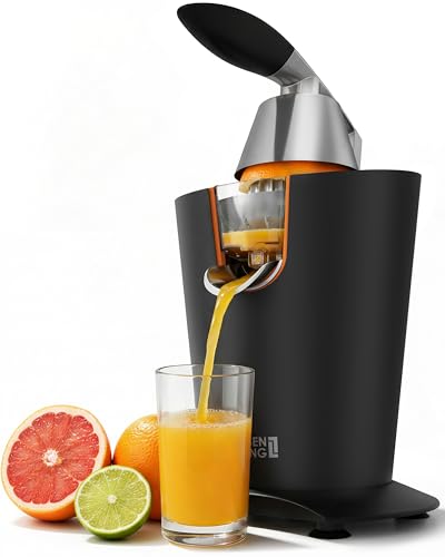 LEBENLANG Presse agrume electrique 600W - Cône en acier inoxydable & Sans BPA I Presse-agrumes électriques I Juicer orange machine Presseur agrumes electriques Jus de fruit d'orange automatique