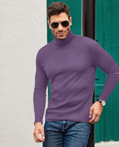 DEMEANOR Mens Turtleneck Long Sleeve Lightweight Slim Fit Pullover Sweaters Casual Base Layer Thermal Knit Top4