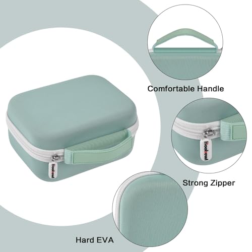 Image of Boobowl Hard Case for Phomemo M110 /M110S Label Maker, Case Only | Organized Label Roll Storage, Mesh Pocket for Charging Cable, Home Office Inventory, Small Business - Green