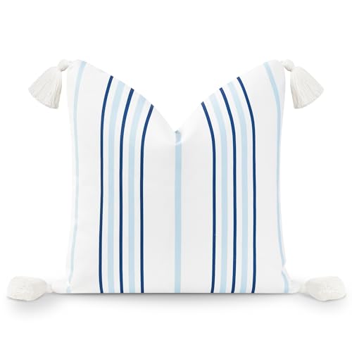 Hofdeco Premium Coastal Hampton Style Patio Indoor Outdoor Throw Pillow