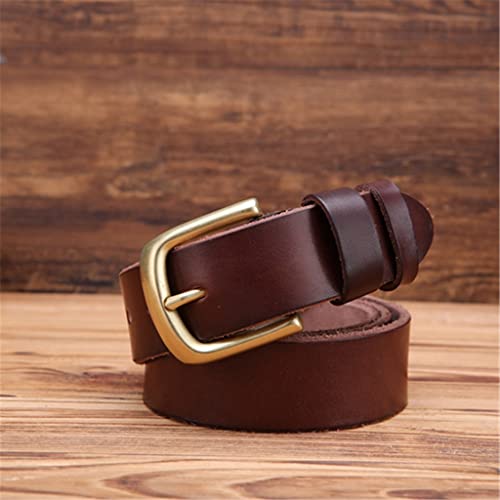 Ceinture pour homme en laiton massif pleine fleur avec boucle, cuir véritable, accessoires de vêtements (couleur : A, taille : 150 cm)