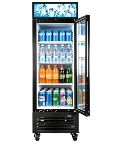 Image of Commercial Beverage Refrigerator Display Fridge,9 Cu Ft Tall Small Single Door Merchandiser Drink Cooler with LED Light Adjustable Shelves,ETL Sanitation