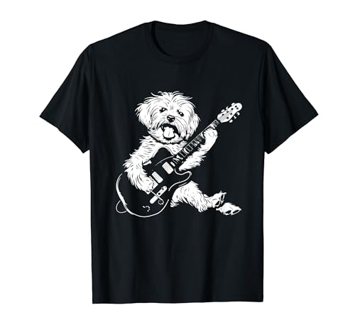 Cane Chitarrista Chitarra - Maltipoo Dad Mom Maglietta