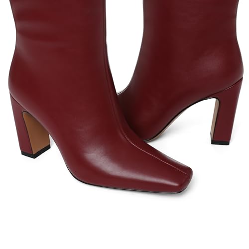 Image of Lovee Cosee Knee High Boots for Women Square Toe Chunky Heeled Boots with Side Zipper Fashion Dress Elastic Tall Boots