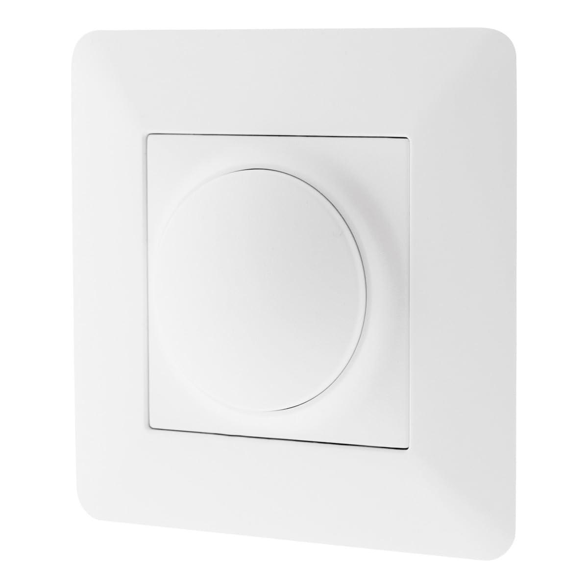Zenitech - Ściemniacz Obrotowy Kompatybilny z LED - Montaż Podtynkowy, Kompaktowy Silnik, Precyzyjna Regulacja - Wspornik Clip-On - Płyta 86 x 86 mm - Biały