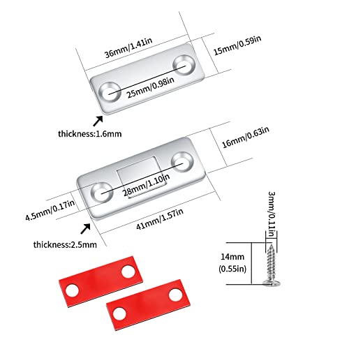 Image of 8 Pack Door Magnets, Cabinet Magnetic Door Self Adhesive Collars, Ultra Thin Magnetic Strips, Drawer Magnets for Cabinet Cabinet Closet Closer Sliding Door Magnet Magnetic Latch Closure Closer