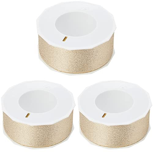 Ruban cadeau doré PRÄSENT WIEN large 40mm pour en finir avec les nœuds plats sans volume