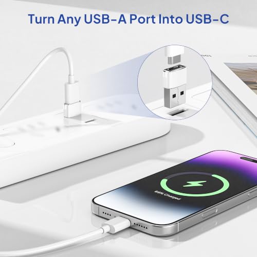 Image of USB C Female to USB Male Adapter 4 Pack,Type A Power Charger Cable Connector for Apple Watch iWatch Series 7,iPhone 11 12 13 Pro Max,SE,Airpods,iPad 8 8th 9 9th Air 4 4th 5 5th Mini 6 6th Generation